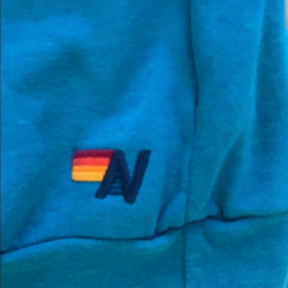 Aviator Nation Teal Crewneck with Neon Yellow Lightning - Picture 3 of 4